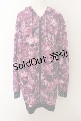 NieR Clothing / 総柄ZIPパーカー  ピンクパープル O-24-07-08-1029-PU-TO-KB-ZI