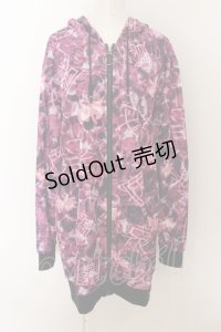 NieR Clothing / 総柄ZIPパーカー  ピンクパープル O-24-07-08-1029-PU-TO-KB-ZI