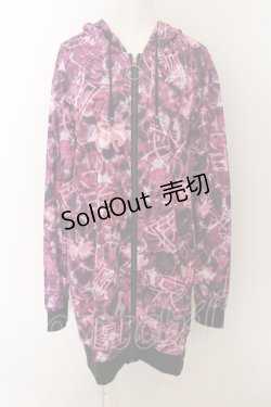 画像1: NieR Clothing / 総柄ZIPパーカー  ピンクパープル O-24-07-08-1029-PU-TO-KB-ZI