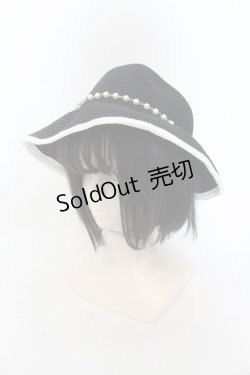 画像1: axes femme / パール付き雑材UVハット 57.5ｃｍ クロ O-24-07-16-082-AX-AC-OW-ZT335