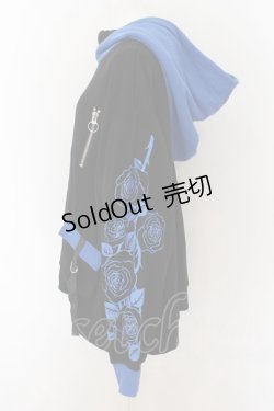 画像2: ililil / あのね。コラボ切り替えハイネックプリントパーカー  ブラック×ブルー O-24-07-20-053-PU-TO-OW-ZI