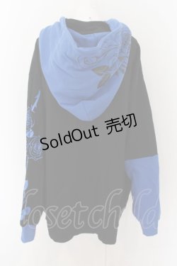 画像3: ililil / あのね。コラボ切り替えハイネックプリントパーカー  ブラック×ブルー O-24-07-20-053-PU-TO-OW-ZI