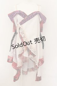 Qutie Frash / オフショル着物カーディガン  ピンク×ホワイト O-24-07-25-013-QU-TO-OW-OS