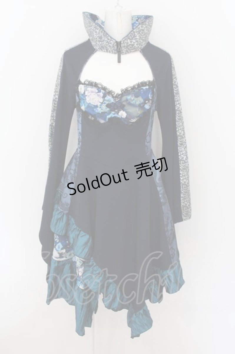 画像1: Qutie Frash / 皇帝衿ワンピース  ブルー×ブラック O-24-07-25-014-QU-OP-OW-OS (1)