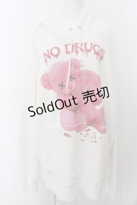Wrouge / NO! DRUG!パーカー  ホワイト O-24-07-26-075-PU-TO-OW-ZT114