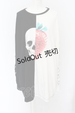 画像1: LISTEN FLAVOR / イチゴドクロ袖リング切替トップス  ブラック×ホワイト O-24-07-27-008-PU-TO-IG-ZT024