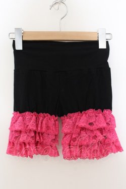画像1: MARBLE / ラッセルレースペチパンツ  ブラック×濃ピンク O-24-07-29-1127-GO-PA-OW-ZT263