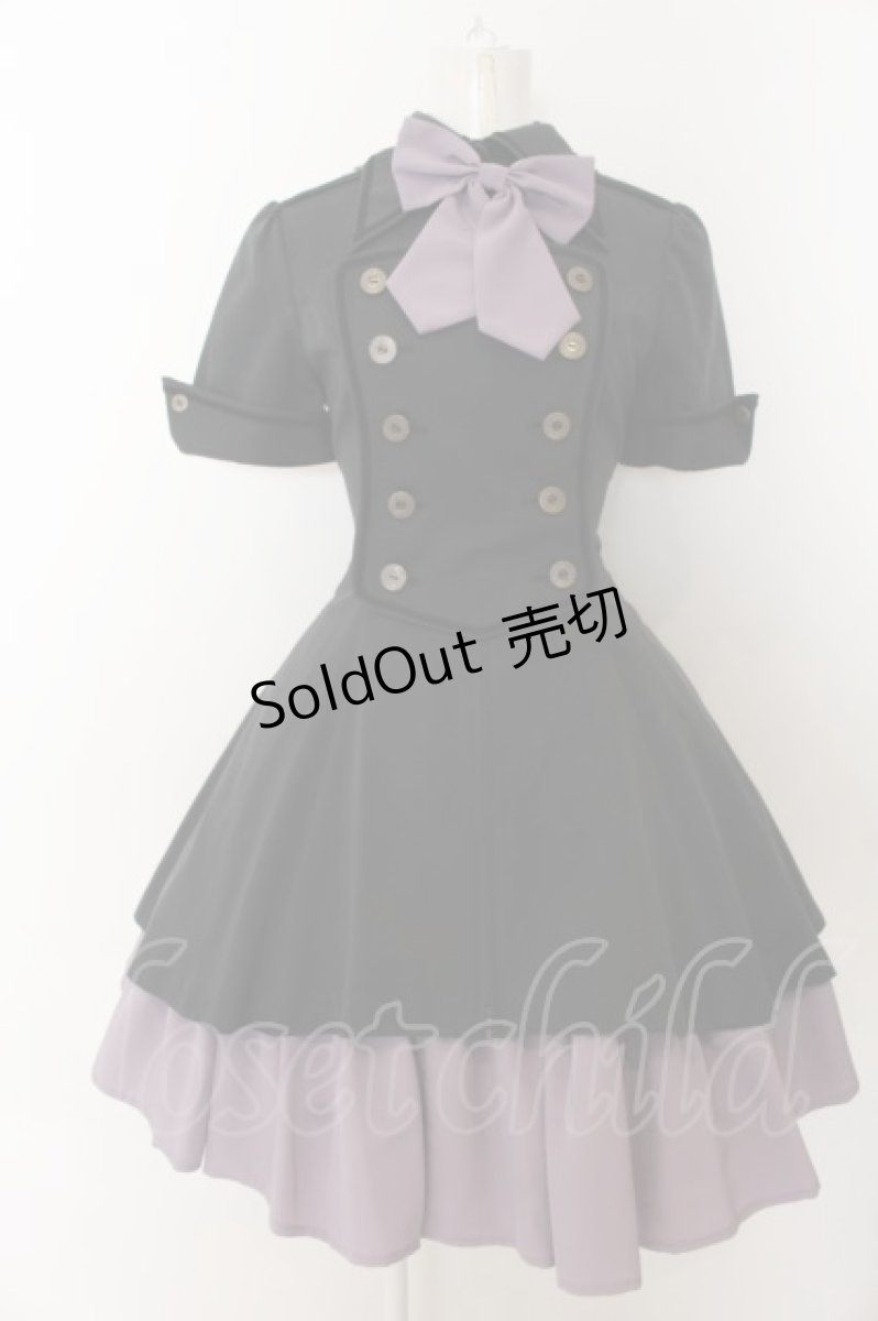 画像1: ATELIER BOZ / メイファススカート付ジャケットワンピース  ブラック×ラベンダー O-24-07-31-148-EL-OP-IG-OS (1)