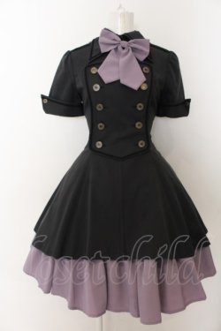 画像1: ATELIER BOZ / メイファススカート付ジャケットワンピース  ブラック×ラベンダー O-24-07-31-148-EL-OP-IG-OS