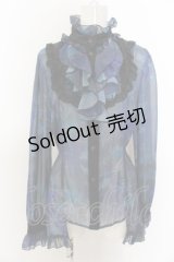 h.NAOTO / Blue Rose Ruffle Blouse  ブルー×ブラック O-24-07-31-150-HN-BL-IG-OS