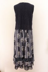 画像2: axes femme / ミュルーズ染織美術館コラボ/重ね着風ロングワンピース M ネイビー O-24-08-10-054-AX-OP-OW-ZT118 (2)