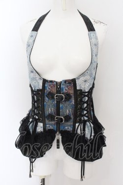 画像1: Qutie Frash / ホルターコルセット  ブラック×ブルー系 O-24-08-12-067-QU-TO-IG-ZI