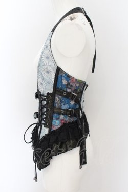 画像2: Qutie Frash / ホルターコルセット  ブラック×ブルー系 O-24-08-12-067-QU-TO-IG-ZI