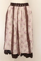 axes femme / フラワーストライプスカート M アワピンク O-24-08-12-007-AX-SK-SZ-ZT268