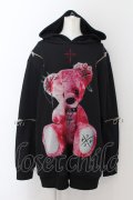 TRAVAS TOKYO / Punk BEAR アームZIPパーカー F ブラックｘレッド O-24-08-18-024-PU-TO-YM-ZI