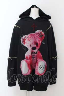 画像1: TRAVAS TOKYO / Punk BEAR アームZIPパーカー F ブラックｘレッド O-24-08-18-024-PU-TO-YM-ZI