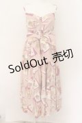 JESUS DIAMANTE / カリブマキシワンピ 38 トランプ薔薇 ピンク O-24-08-19-053-JE-OP-IG-OS