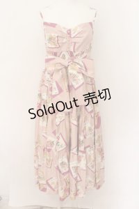 JESUS DIAMANTE / カリブマキシワンピ 38 トランプ薔薇 ピンク O-24-08-19-053-JE-OP-IG-OS
