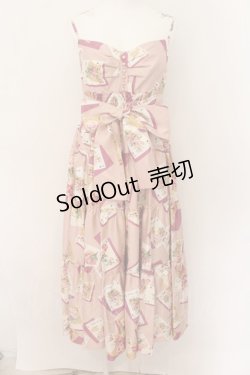 画像1: JESUS DIAMANTE / カリブマキシワンピ 38 トランプ薔薇 ピンク O-24-08-19-053-JE-OP-IG-OS