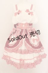 BABY,THE STARS SHINE BRIGHT / うさくみゃちゃんのLovely Cafeジャンパースカート  アカ×シロ O-24-08-19-029-BA-OP-IG-OS