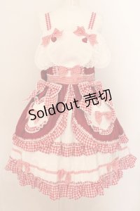 BABY,THE STARS SHINE BRIGHT / うさくみゃちゃんのLovely Cafeジャンパースカート  アカ×シロ O-24-08-19-029-BA-OP-IG-OS