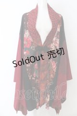 Qutie Frash / 着物ロングカーディガン  レッド×ブラック O-24-08-21-033-QU-TO-OW-OS