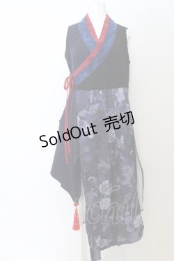 画像1: Qutie Frash / 着物プリーツチュニック  ブルー×ブラック O-24-08-21-034-QU-TO-OW-ZI