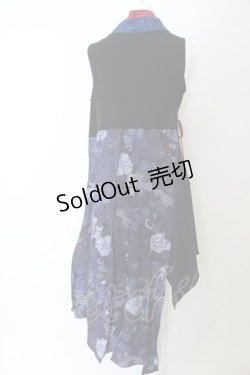 画像4: Qutie Frash / 着物プリーツチュニック  ブルー×ブラック O-24-08-21-034-QU-TO-OW-ZI