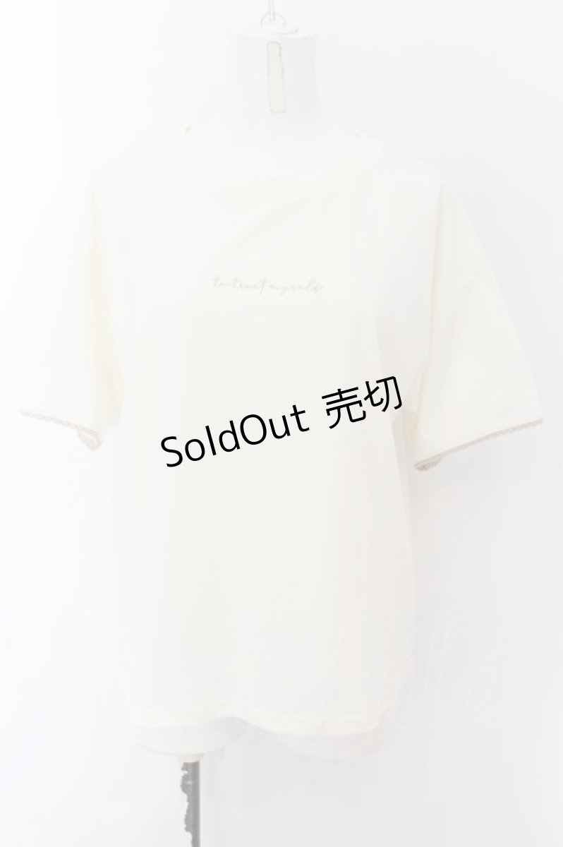 画像1: axes femme / 英字刺繍Tシャツ  オフシロ O-24-08-24-071-AX-TS-IG-ZT084 (1)