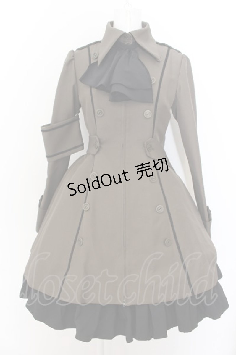 画像1: ATELIER BOZ / マチルダワンピースコート  カーキグリーン×ブラック O-24-08-27-003-EL-OP-IG-OS (1)