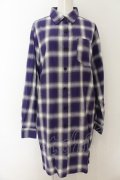 NieR Clothing / マジックサークルチェックロングシャツ  パープル O-24-08-28-060-PU-BL-OW-ZT032