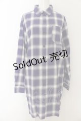 NieR Clothing / マジックサークルチェックロングシャツ  パープル O-24-08-28-060-PU-BL-OW-ZT032
