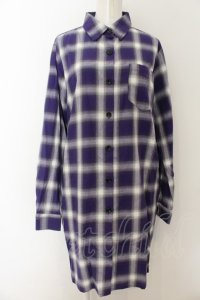 NieR Clothing / マジックサークルチェックロングシャツ  パープル O-24-08-28-060-PU-BL-OW-ZT032