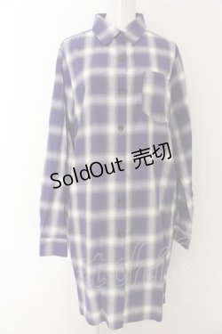 画像1: NieR Clothing / マジックサークルチェックロングシャツ  パープル O-24-08-28-060-PU-BL-OW-ZT032
