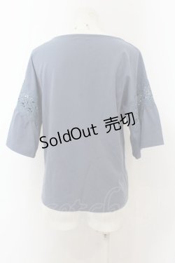 画像2: axes femme / 袖レース切替カットプルオーバー M ブルー O-24-08-28-165-AX-TO-SZ-ZT083