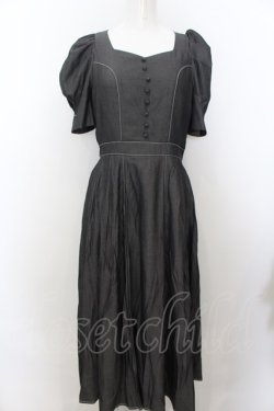 画像1: axes femme POETIQUE / パワショル半袖ワンピース M 黒 O-24-08-28-206-AX-SK-SZ-ZT095