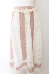 axes femme / 配色使い総レーススカート F 生成り O-24-08-28-231-AX-SK-SZ-ZT267