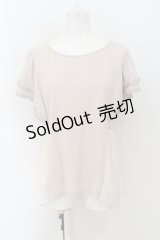 axes femme / 素材切替袖フリルカットトップス M ベージュ O-24-08-30-047-AX-TO-OW-ZT091