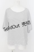 axes femme / Uネックボリューム袖Tシャツ F クロｘシロ O-24-08-30-031-AX-TS-YM-ZT063