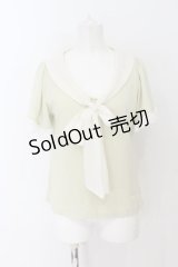 axes femme / シフォンタイ襟付きTシャツ  ミント O-24-08-30-041-AX-TO-IG-ZT091