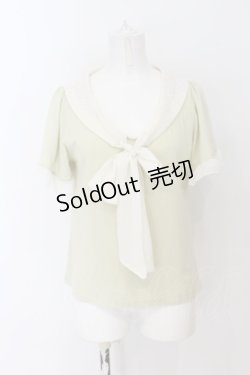 画像1: axes femme / シフォンタイ襟付きTシャツ  ミント O-24-08-30-041-AX-TO-IG-ZT091