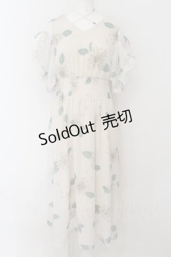 画像1: axes femme / フリル袖シャーリングワンピース M オフシロ O-24-09-02-032-AX-OP-IG-ZT093