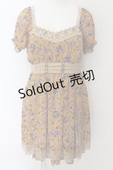 axes femme / レース切替花柄ワンピース M イエロー O-24-09-02-039-AX-OP-OW-ZT234
