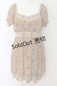axes femme / レース切替花柄ワンピース M イエロー O-24-09-02-039-AX-OP-OW-ZT234