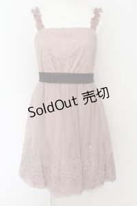 axes femme / レースチュールバルーンドレス  ピンクベージュ O-24-09-02-042-AX-OP-IG-ZT217