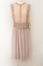 画像1: 【SALE】axes femme / レースチュールワンピース M ピンク O-24-09-02-043-AX-OP-OW-ZT217 (1)