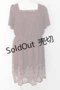 axes femme / 裾パネルプリントワンピース M ワイン O-24-09-02-051-AX-OP-OW-ZT178