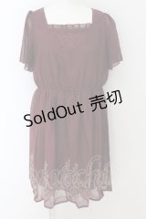 axes femme / 裾パネルプリントワンピース M ワイン O-24-09-02-051-AX-OP-OW-ZT178