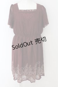 axes femme / 裾パネルプリントワンピース M ワイン O-24-09-02-051-AX-OP-OW-ZT178