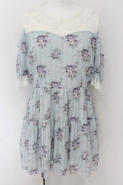 画像1: axes femme POETIQUE / 花柄シアーチェックミニワンピース M ミント O-24-09-02-055-AX-OP-IG-ZT117